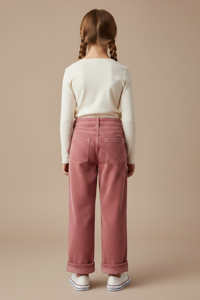 Pantalon Velours Fuchsia - Rose Cordé - vue 2