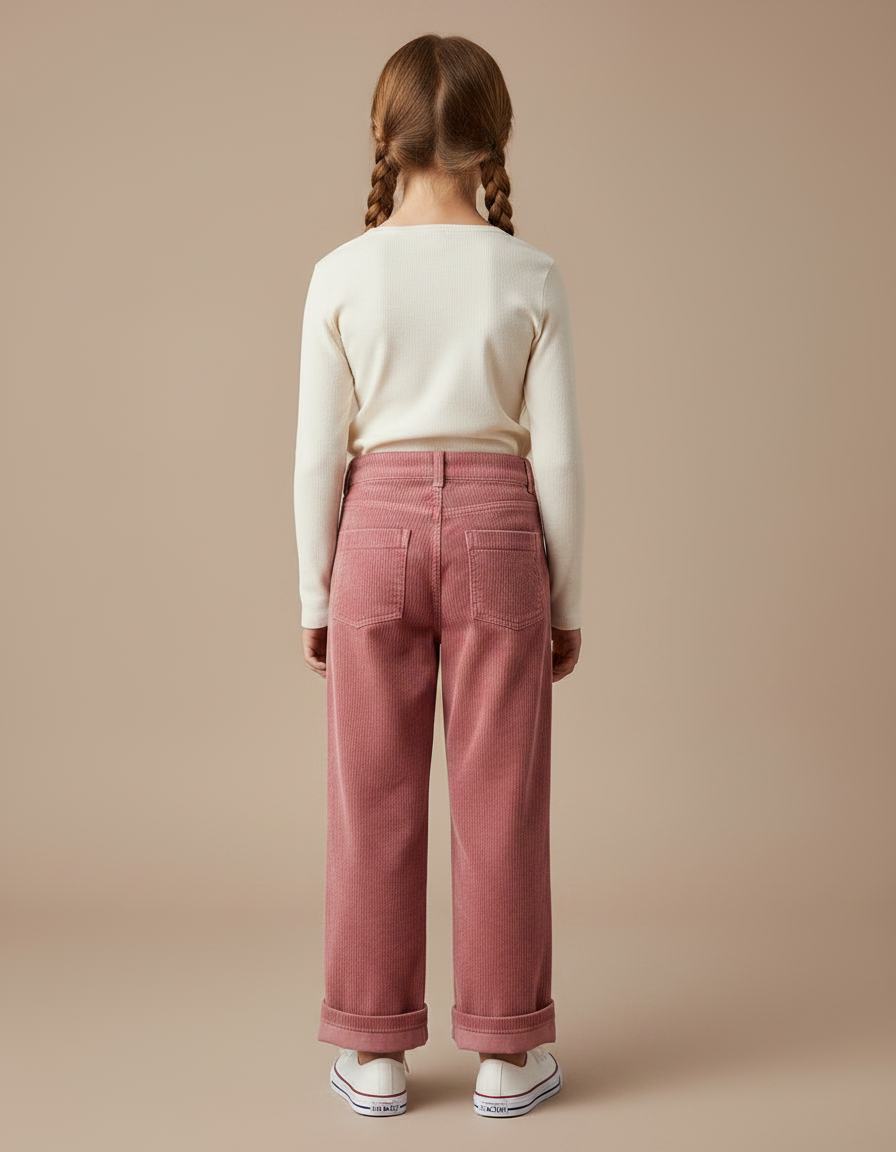 Pantalon Velours Fuchsia - Rose Cordé - vue 2