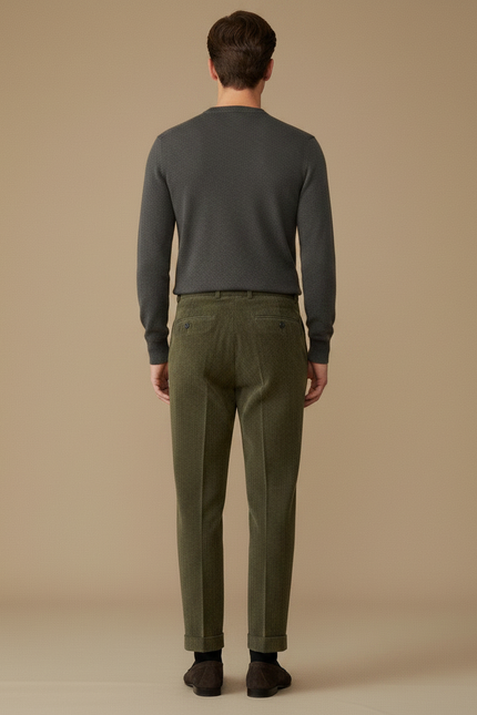 Pantalon Velour Vénerie - Vert Cordé - vue 2