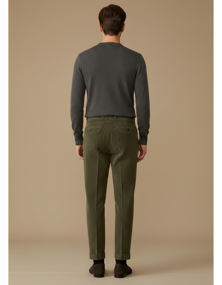 Pantalon Velour Vénerie - Vert Cordé - vue 2