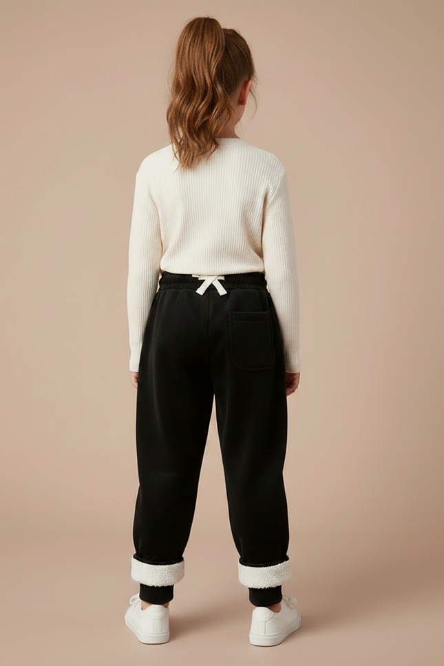 Pantalon Velours Noir Doublé Chaud Enfant - vue 2