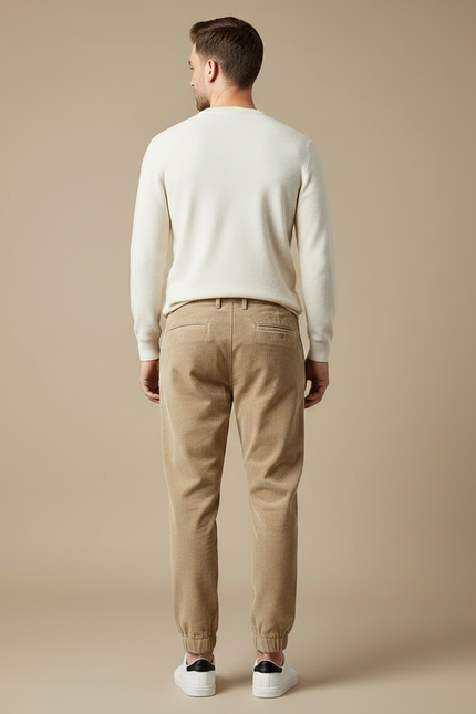 Pantalon Velours Côtelé Beige Jogger Homme Décontracté - Cordé - vue 2