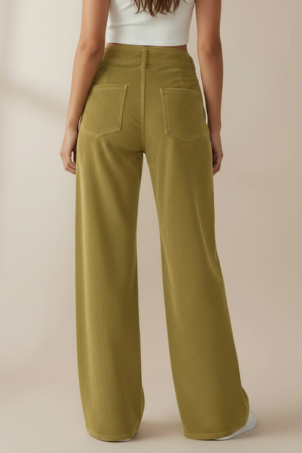 Pantalon Velours Cotele Kaki Femme - Cordé - vue 2
