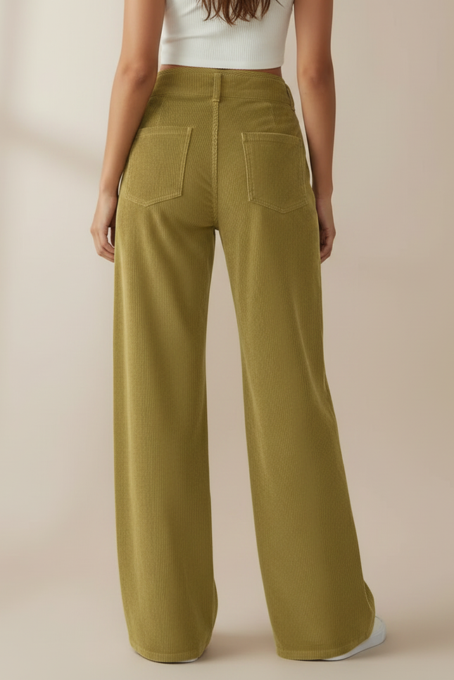 Pantalon Velours Cotele Kaki Femme - Cordé - vue 2