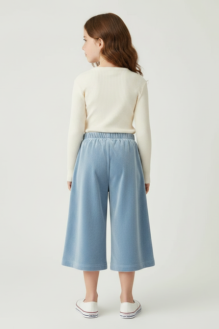 Pantalon Velours Bleu Ciel Large Enfant Confortable - vue 2