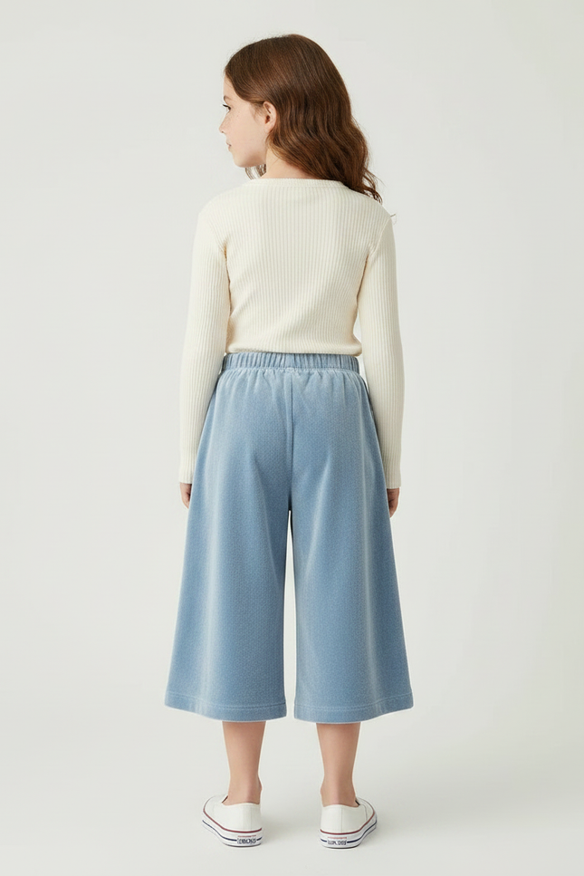 Pantalon Velours Bleu Ciel Large Enfant Confortable - vue 2