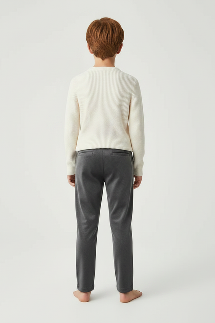 Pantalon Velours Gris Droit Enfant Cordon Confortable - Molleton - vue 2