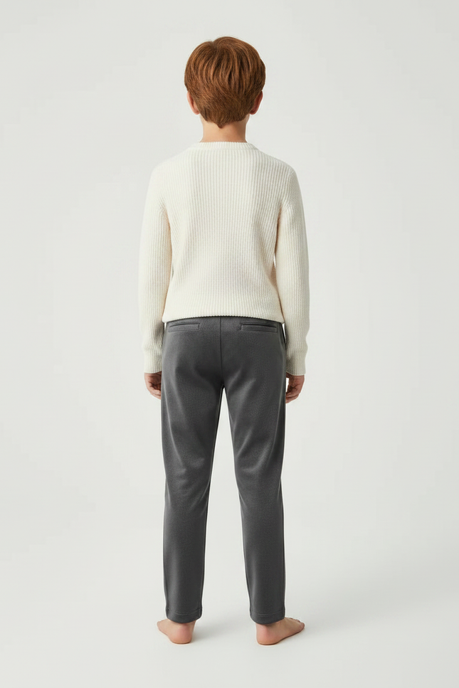 Pantalon Velours Gris Droit Enfant Cordon Confortable - Molleton - vue 2
