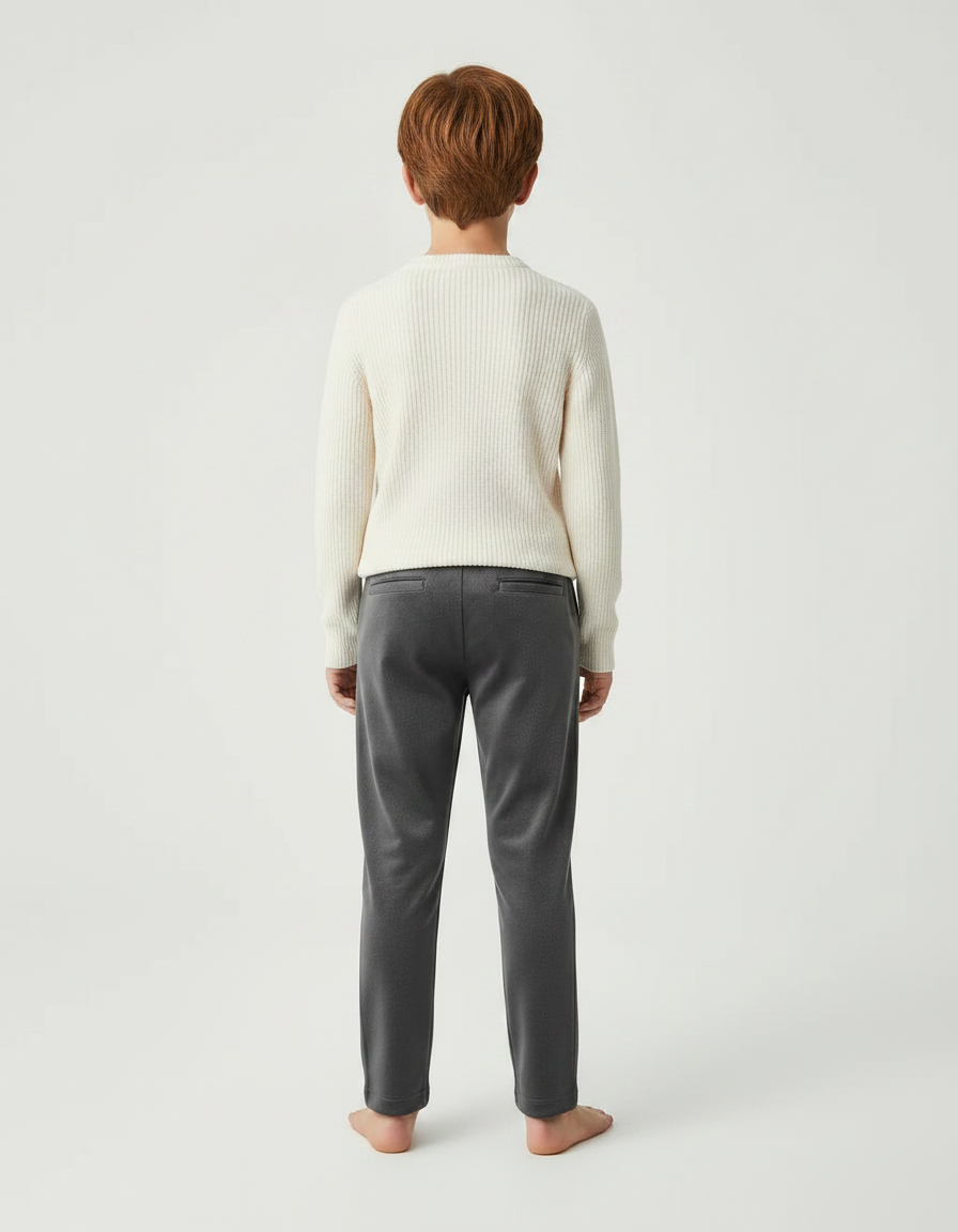 Pantalon Velours Gris Droit Enfant Cordon Confortable - Molleton - vue 2