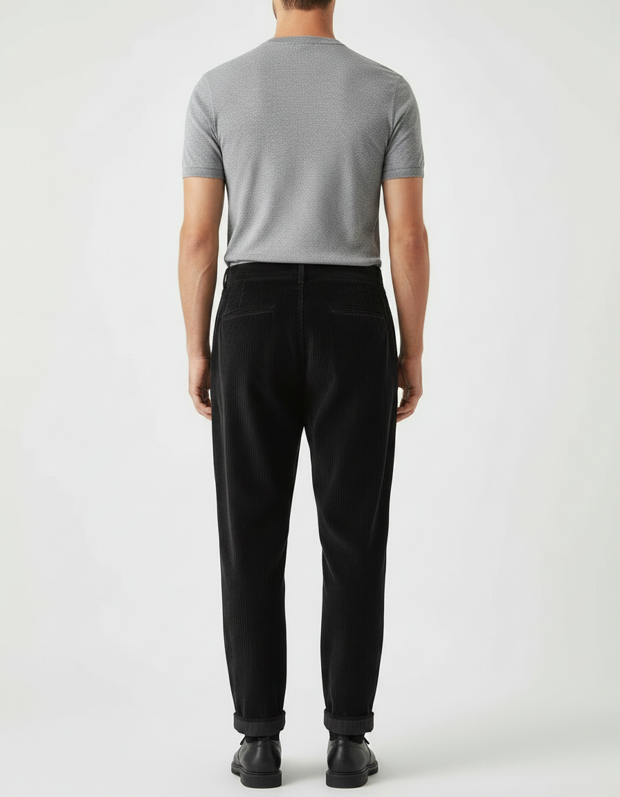 Pantalon Velours Homme Grosses Cotes Noir - Cordé - vue 2
