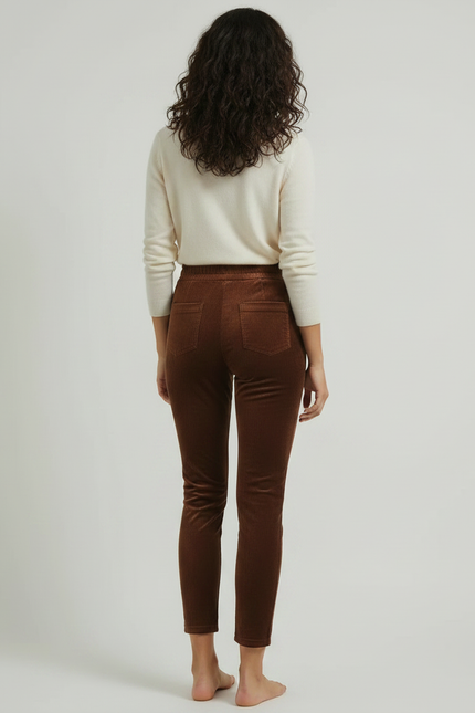 Pantalon Velours Skinny - Marron Cordé - vue 2