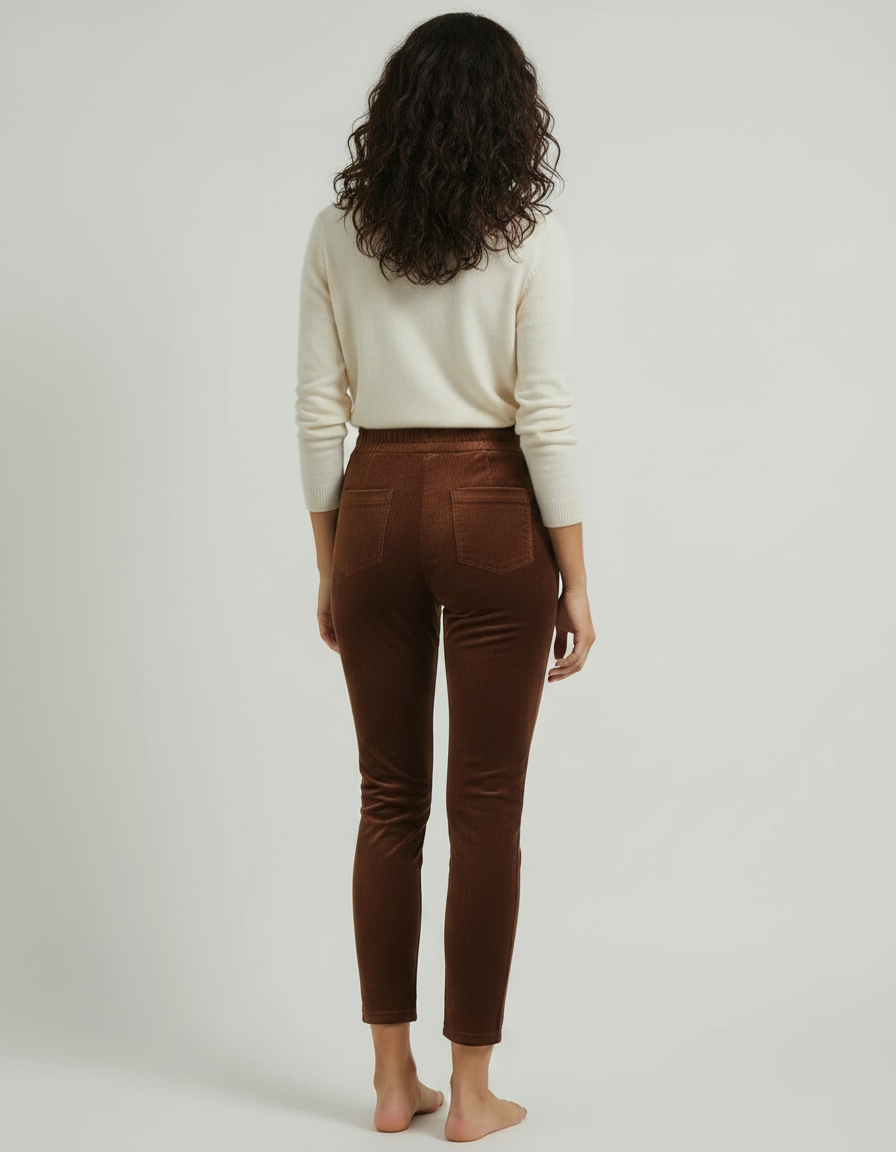 Pantalon Velours Skinny - Marron Cordé - vue 2