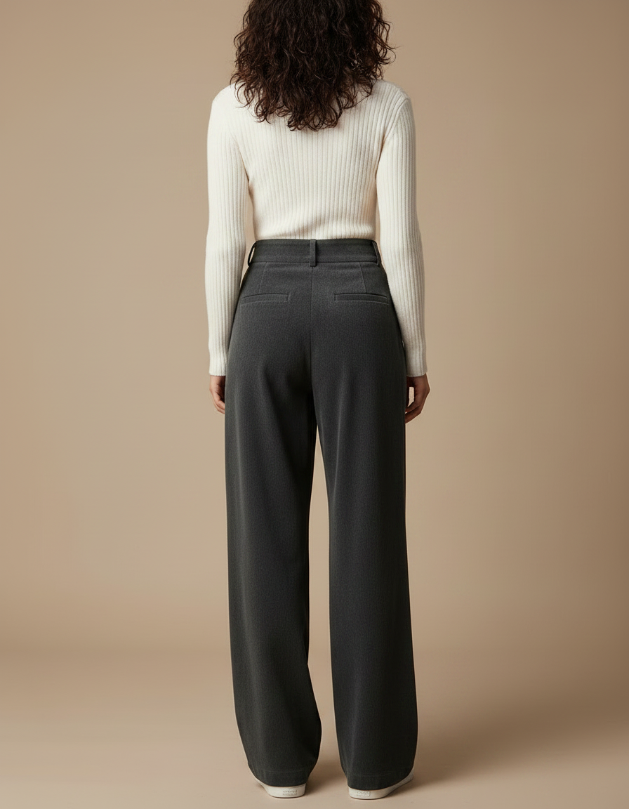 Pantalon Velours Gris Plissé Ample Décontracté Femme - vue 2