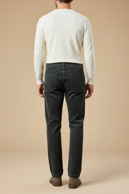Pantalon Velours Homme Côtelé Gris Décontracté Droit Hiver - vue 2