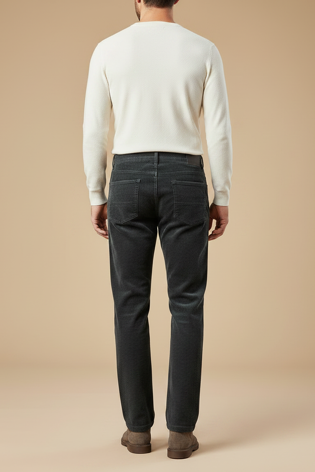 Pantalon Velours Homme Côtelé Gris Décontracté Droit Hiver - vue 2