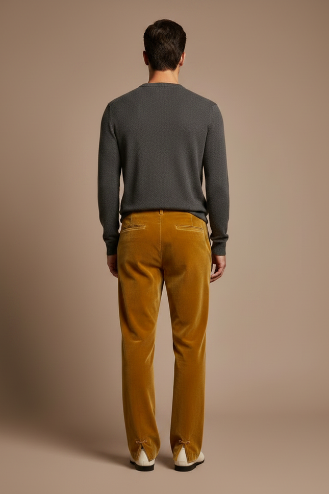 Pantalon Velours Doré Ample Fluide Homme Élégant - vue 2