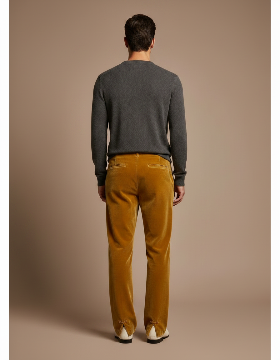 Pantalon Velours Doré Ample Fluide Homme Élégant - vue 2