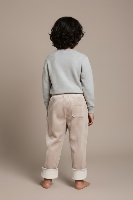 Pantalon Velours Enfant Côtelé Doublé Chaud Beige - Cordé - vue 2