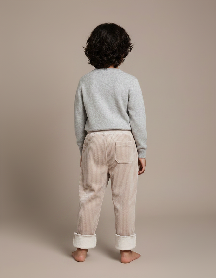 Pantalon Velours Enfant Côtelé Doublé Chaud Beige - Cordé - vue 2