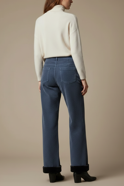Pantalon Velours Femme Bleu - Cordé - vue 2
