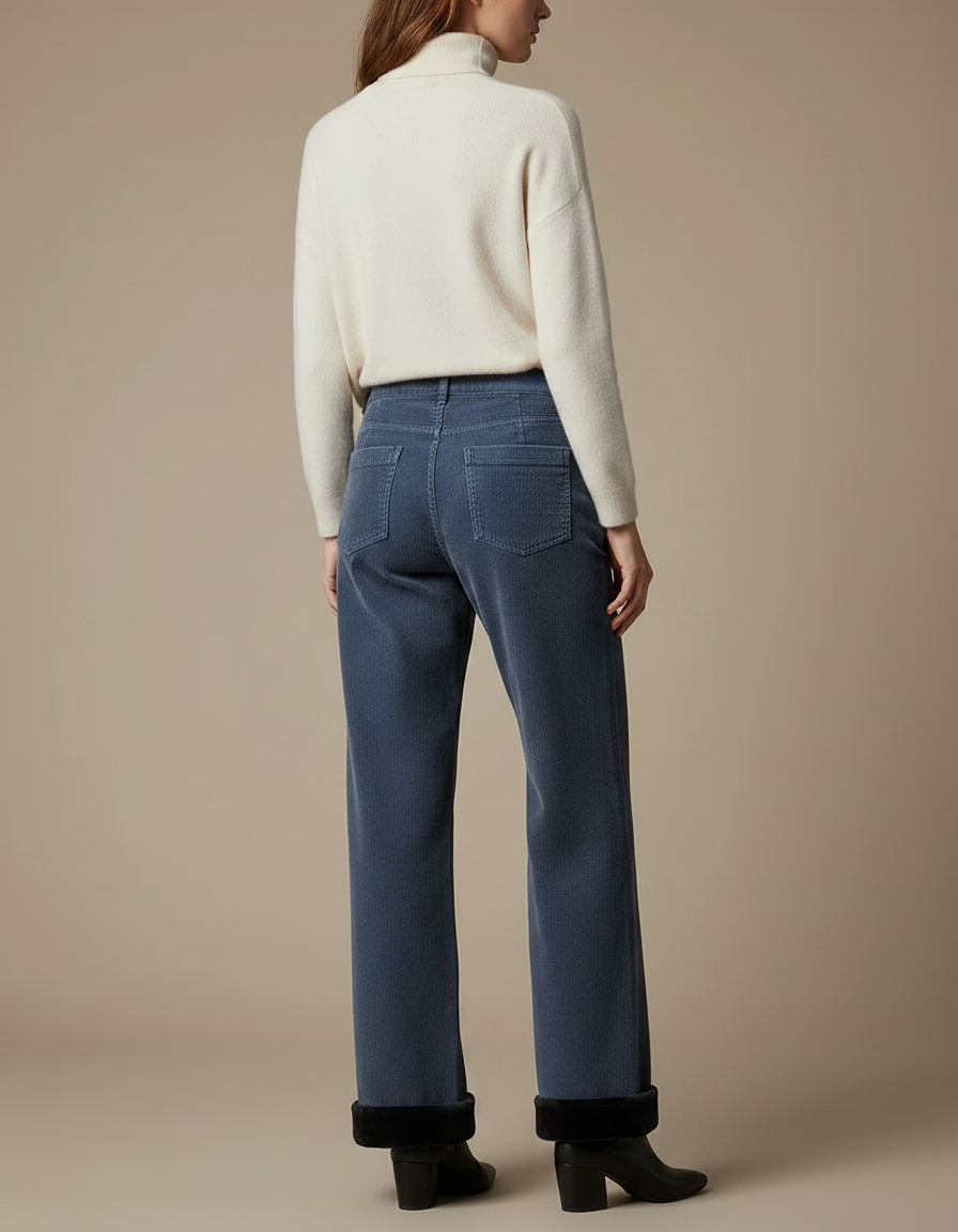 Pantalon Velours Femme Bleu - Cordé - vue 2