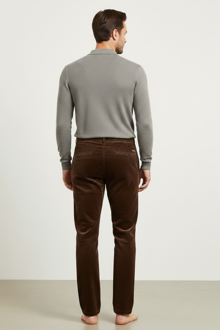 Pantalon Velours Côtelé Marron Homme - Cordé - vue 2