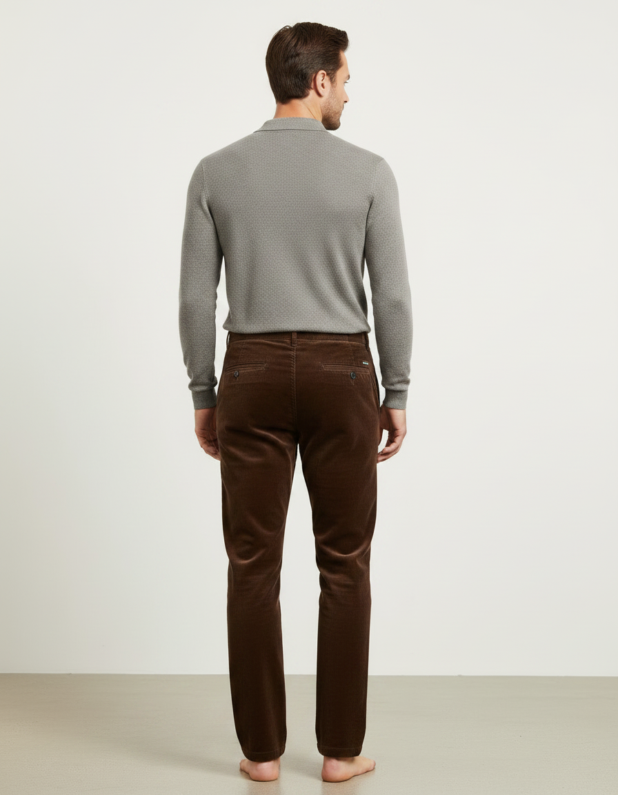 Pantalon Velours Côtelé Marron Homme - Cordé - vue 2
