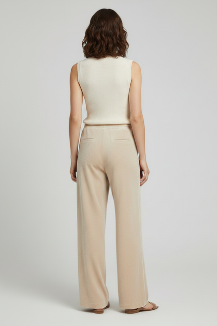 Pantalon Velours Beige Droit Confortable Décontracté - vue 2