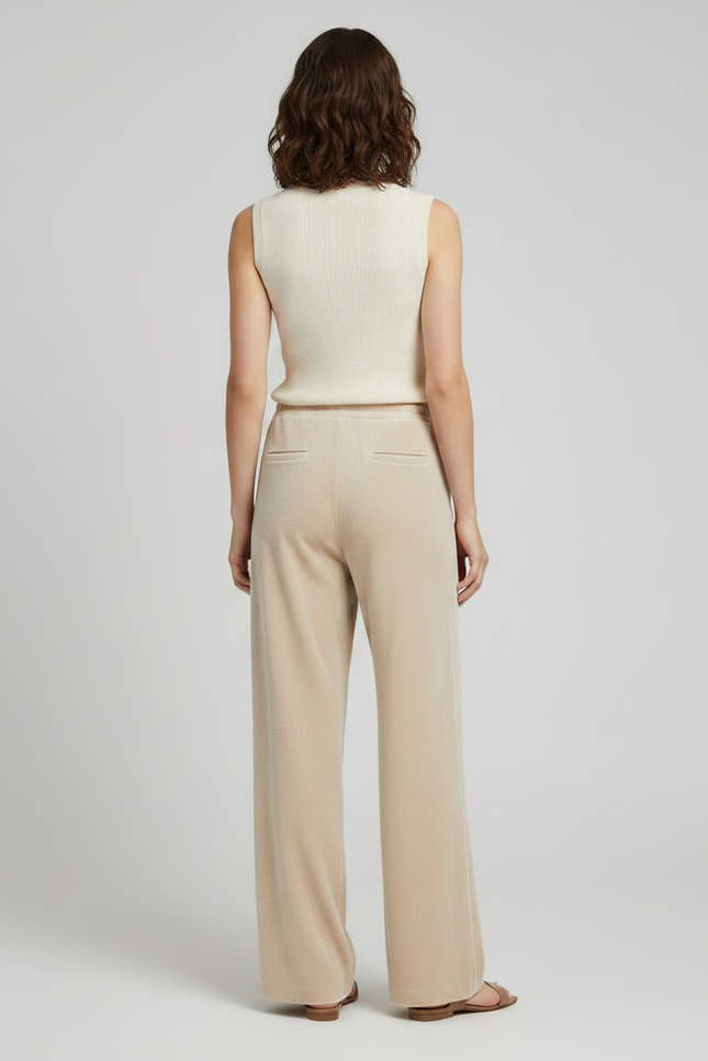 Pantalon Velours Beige Droit Confortable Décontracté - vue 2