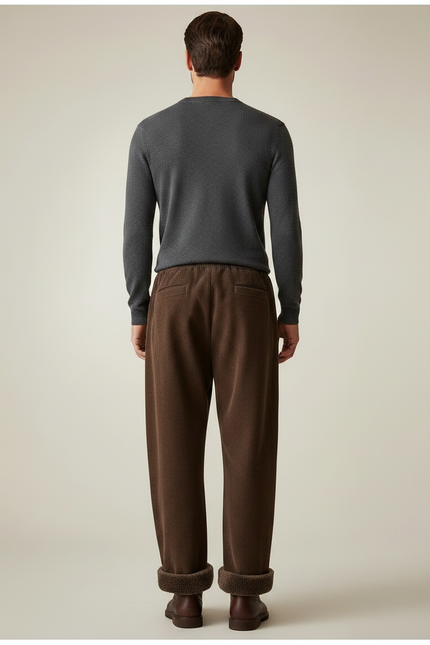 Pantalon Velours Côtelé Marron Large Doublé Homme - Cordé - vue 2