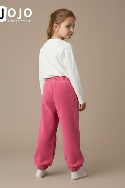 Pantalon Velours Rose Polaire Ample Décontracté Enfant - Molleton - vue 2