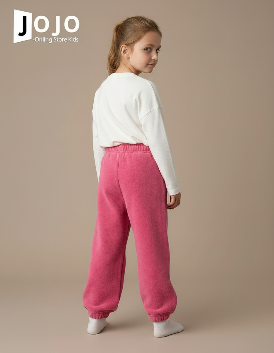 Pantalon Velours Rose Polaire Ample Décontracté Enfant - Molleton - vue 2