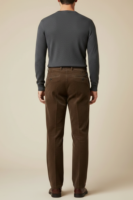 Pantalon Taille Haute Velours Cotelé - Marron Cordé - vue 2