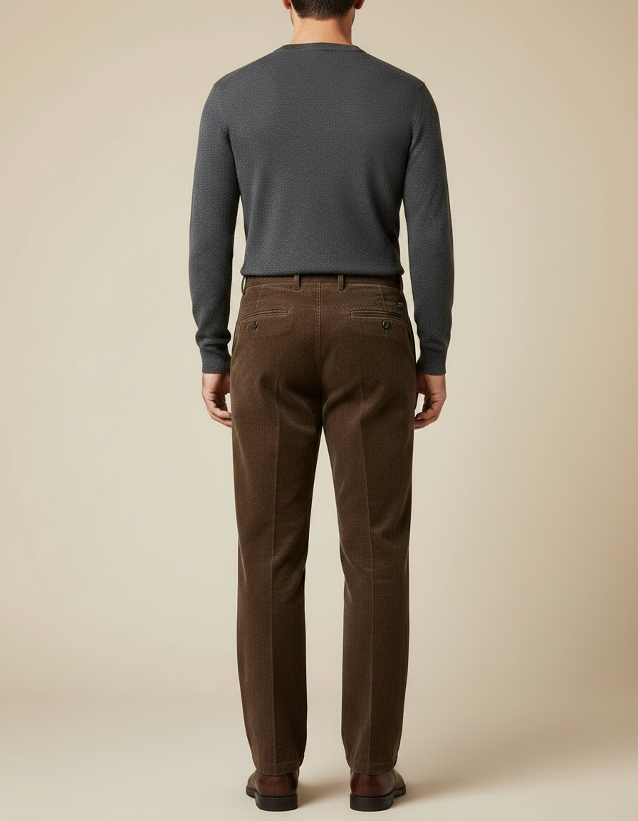 Pantalon Taille Haute Velours Cotelé - Marron Cordé - vue 2