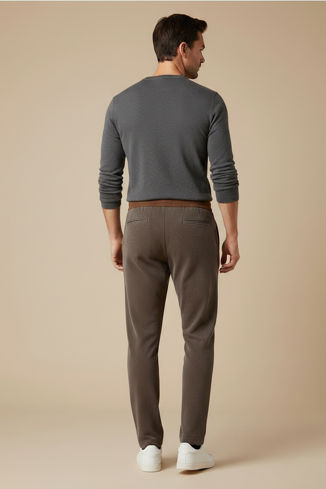 Pantalon Velours Marron Cordon Décontracté Coupe Droite Homme - vue 2