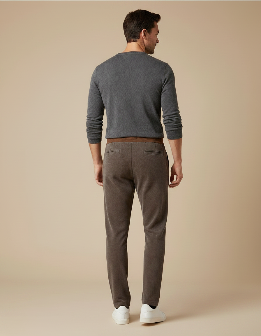 Pantalon Velours Marron Cordon Décontracté Coupe Droite Homme - vue 2