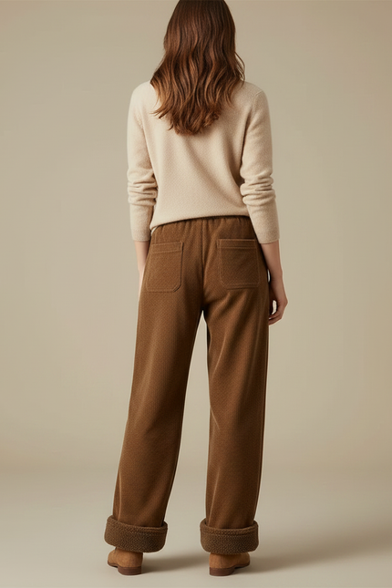 Pantalon Velours Marron Ample Doublé Chaud - Cordé - vue 2