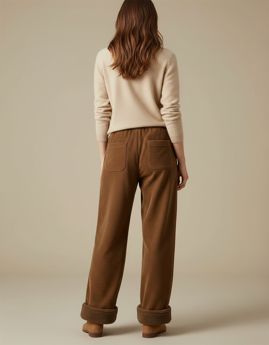 Pantalon Velours Marron Ample Doublé Chaud - Cordé - vue 2