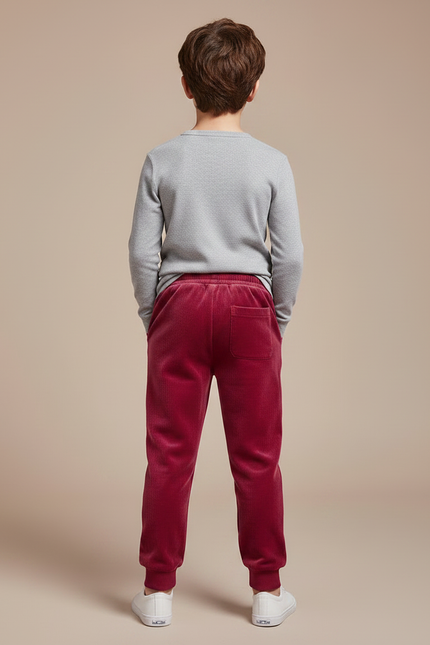 Pantalon Velours Rouge Garcon - Bordeaux - vue 2