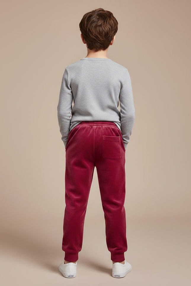 Pantalon Velours Rouge Garcon - Bordeaux - vue 2