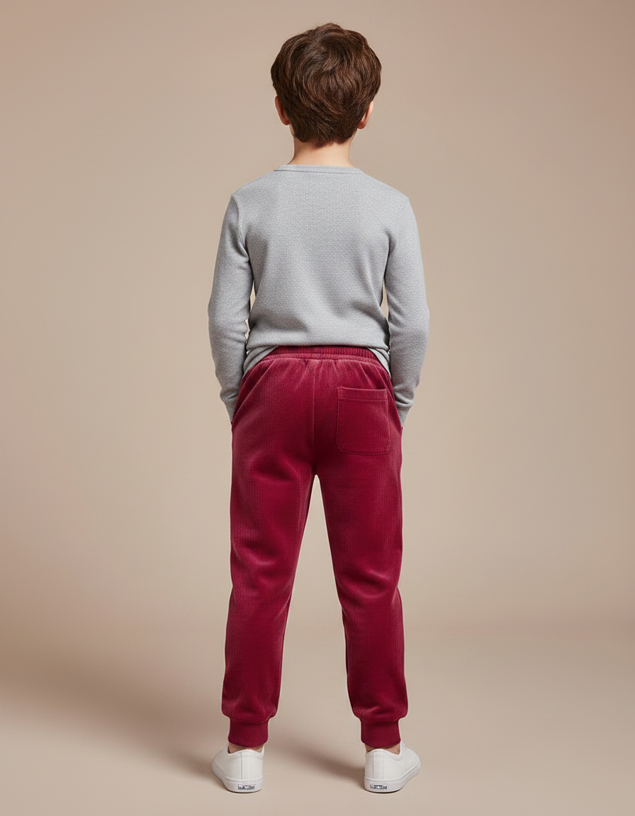 Pantalon Velours Rouge Garcon - Bordeaux - vue 2
