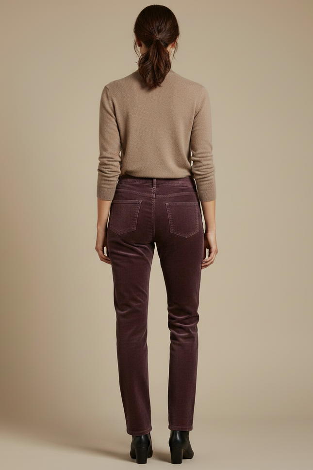 Pantalon Velours Prune Femme - Bordeaux Cordé - vue 2