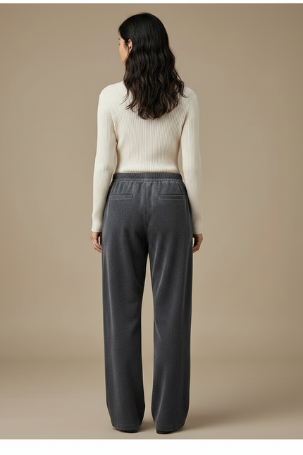 Pantalon Velours Côtelé Gris Ample Femme - Cordé - vue 2