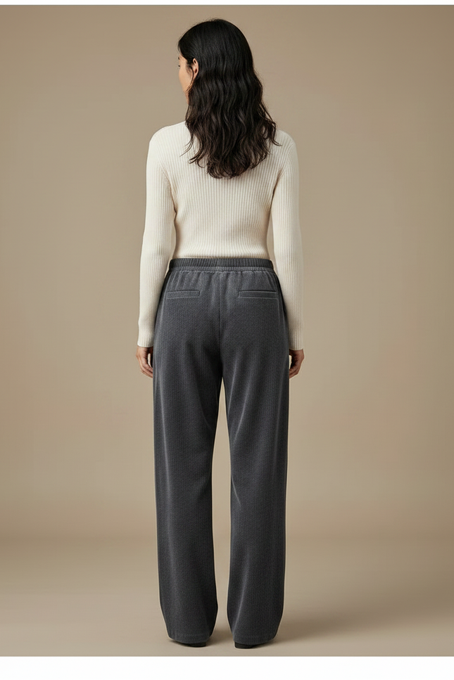 Pantalon Velours Côtelé Gris Ample Femme - Cordé - vue 2