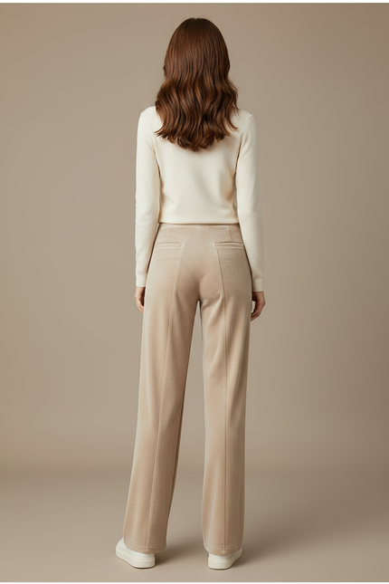 Pantalon Velours Femme Beige Clair - vue 2