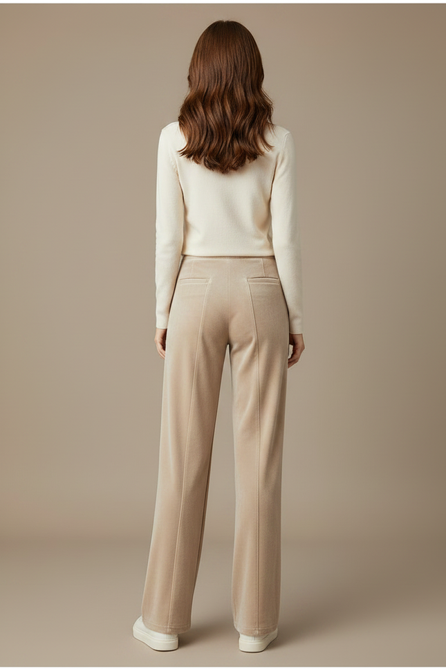 Pantalon Velours Femme Beige Clair - vue 2