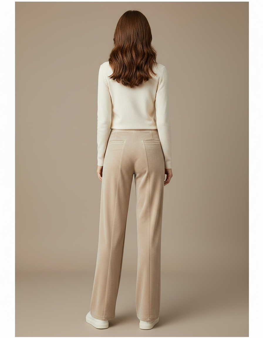 Pantalon Velours Femme Beige Clair - vue 2