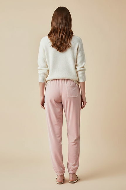 Pantalon Velours Rose Ample Confortable Cordon Femme - vue 2