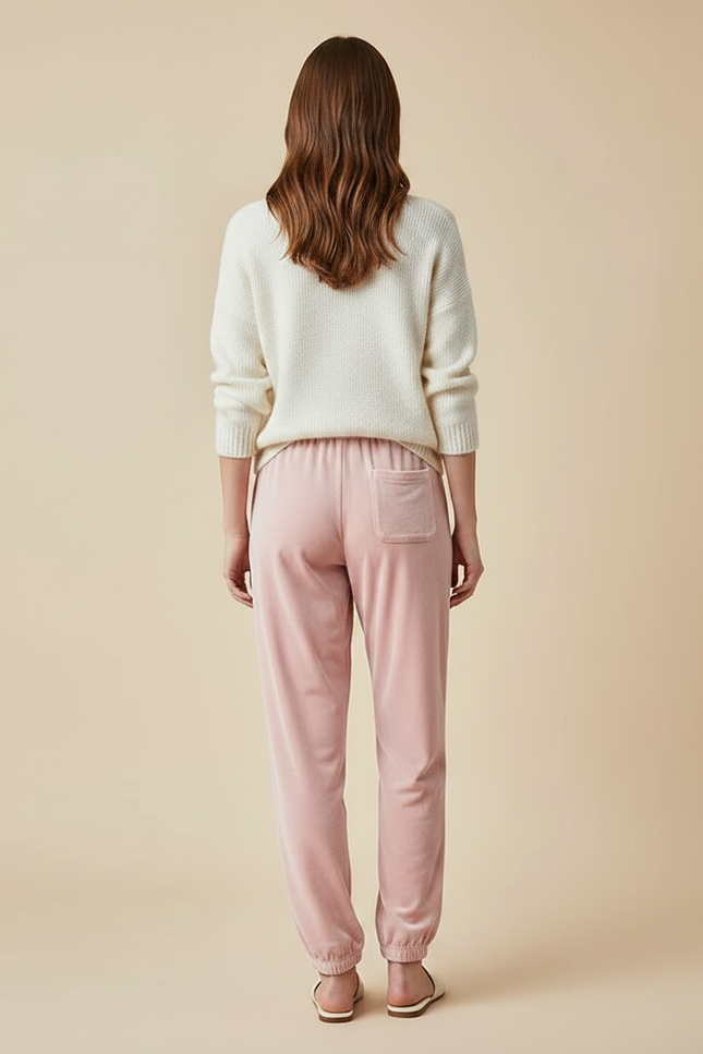 Pantalon Velours Rose Ample Confortable Cordon Femme - vue 2