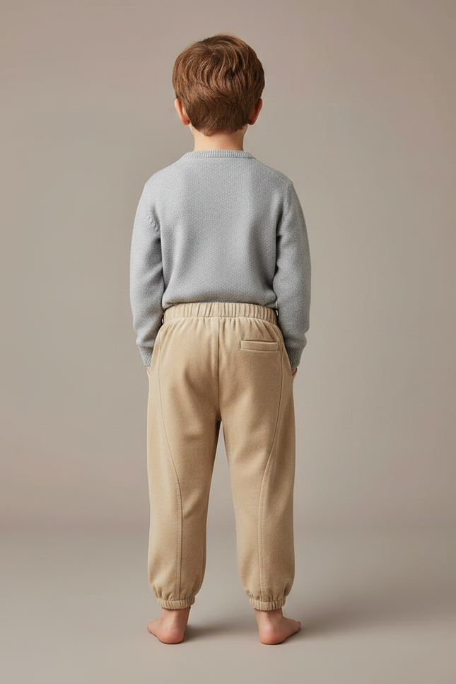 Pantalon Velours Beige Enfant Doux Ample Décontracté - vue 2